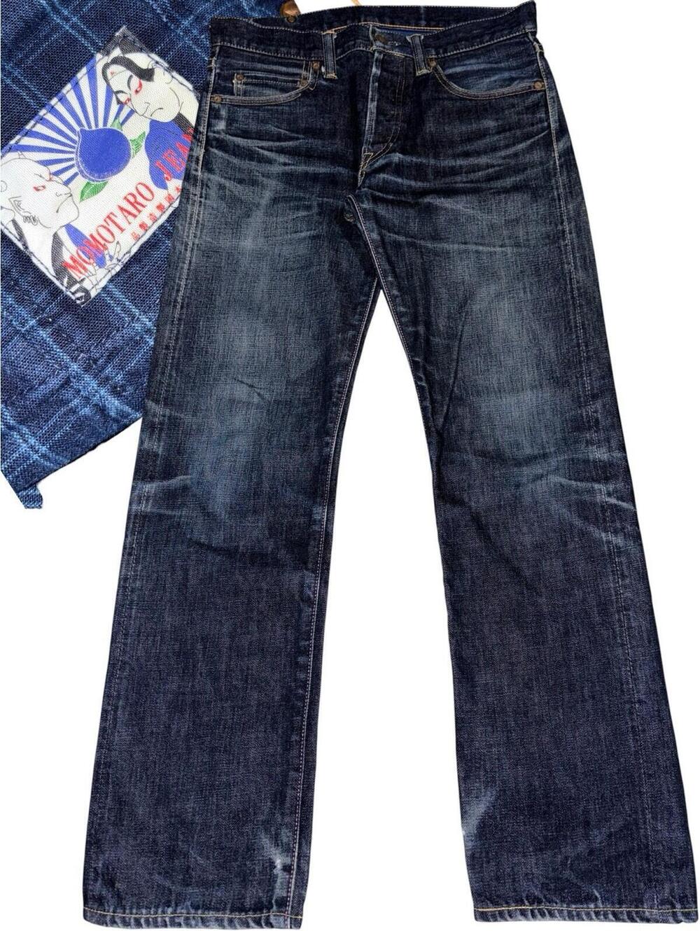 31x29 MOMOTARO JEANS Selvedge Denim Straight Japanese Whiskered Vintage 90s Y2k